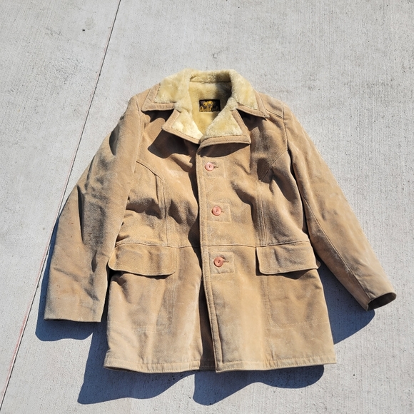 Vintage paulo Conti Shearling jacket men's large suede leather - Picture 1 of 12